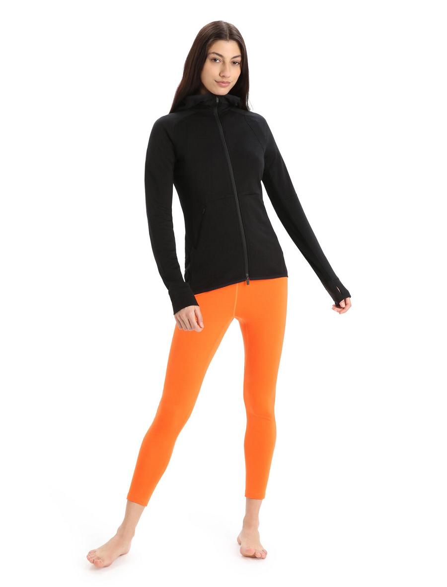 Black Icebreaker ZoneKnit™ Merino Long Sleeve Zip Women's Hoodie | AU 1674YXFU